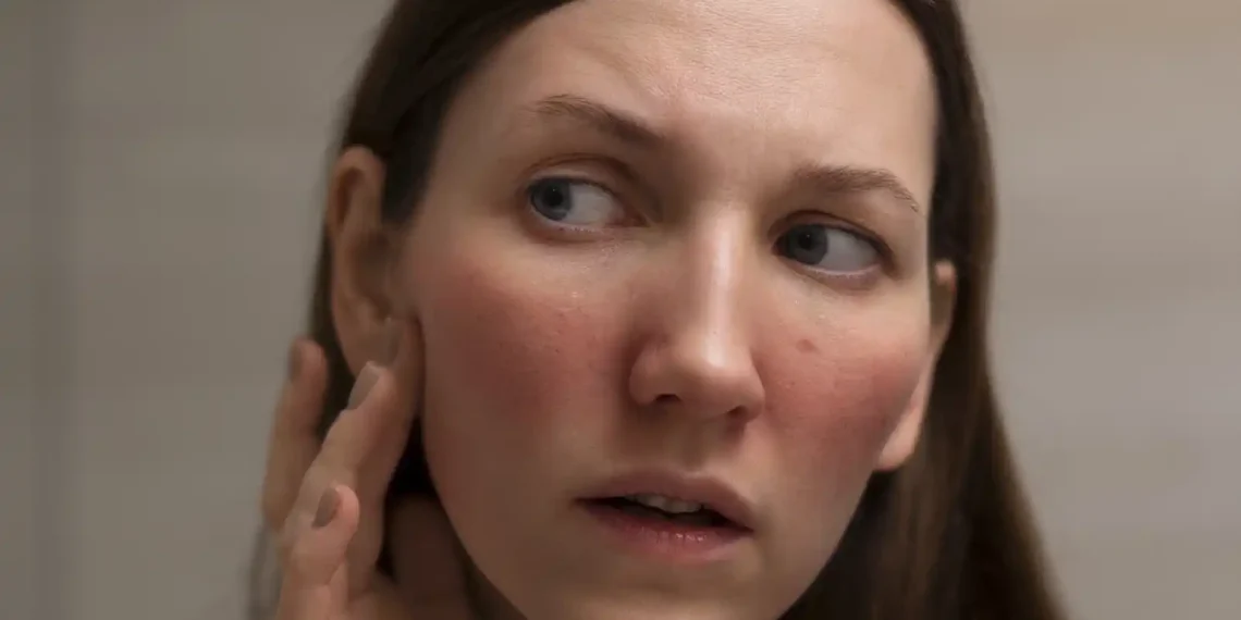 mulher com pele irritada