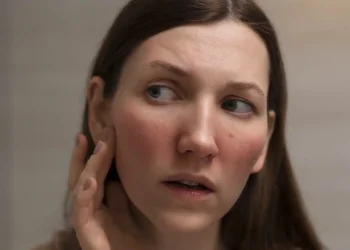 mulher com pele irritada